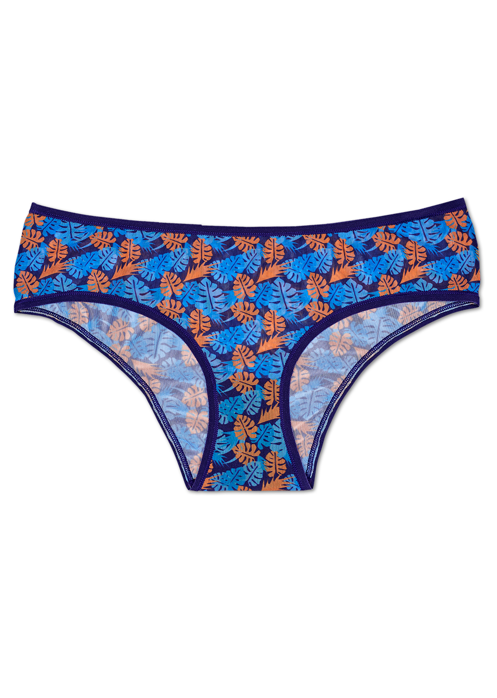 Women's Underwear Blue Leaves Mesh Hipster Happy Socks US