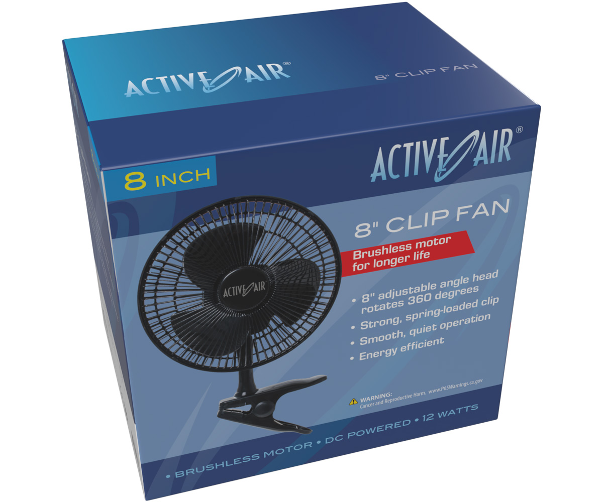 Active Air 8in Clip Fan, 7.5W Hydrofarm Canada
