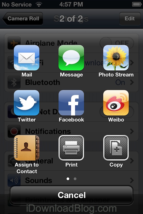 New in iOS 6 new Photos app sharing menu