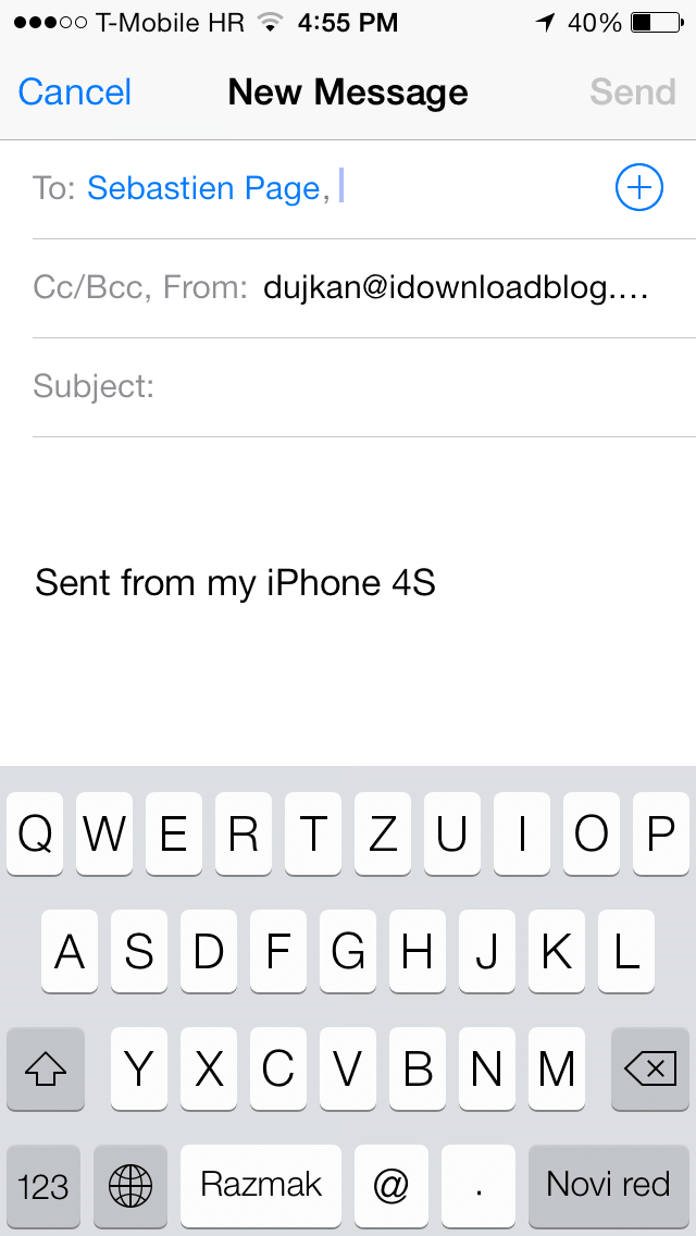 iOS 7 (Mail, Send From 002)