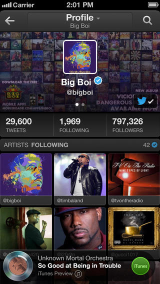 Twitter Music 1.2 for iOS (iPhone screenshot 004)