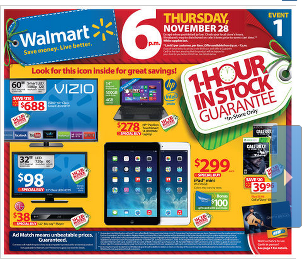 Walmart's Black Friday sale 100 gift card with iPad mini purchase