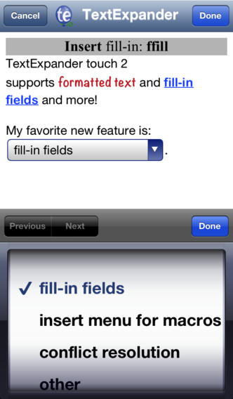 TextExpander 2.3 for iOS (iPhone screenshot 002)