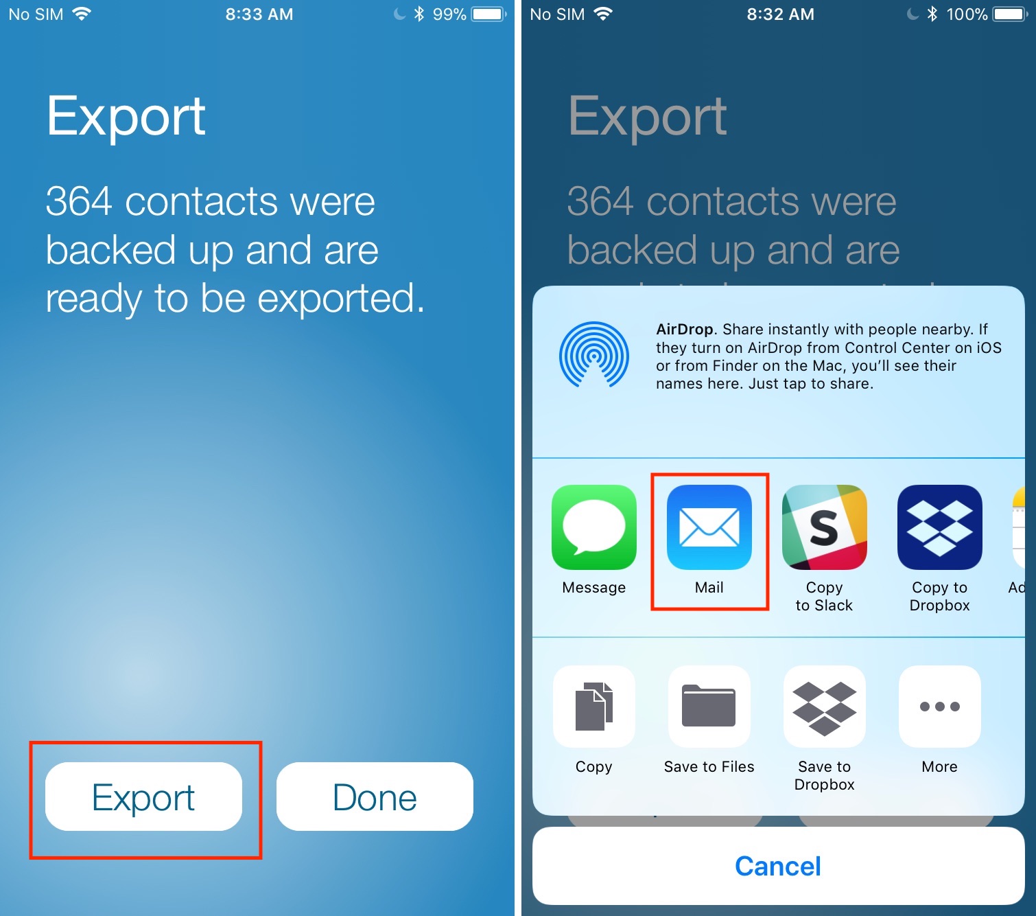 How to export iPhone contacts