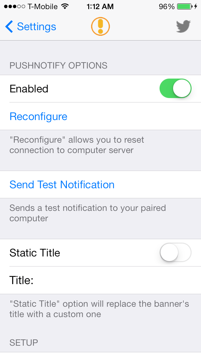 Push Notify Settings