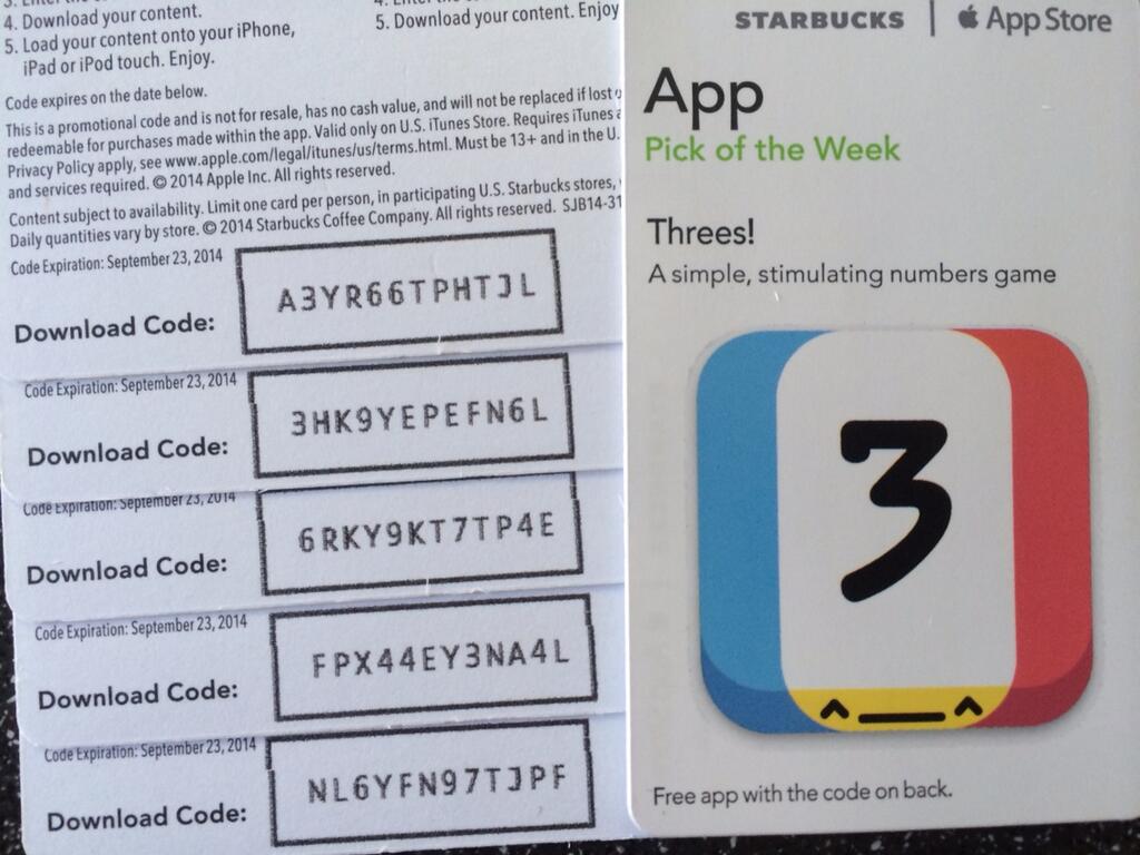 Starbucks offering popular 'Threes' game as its free 'Pick of the Week'