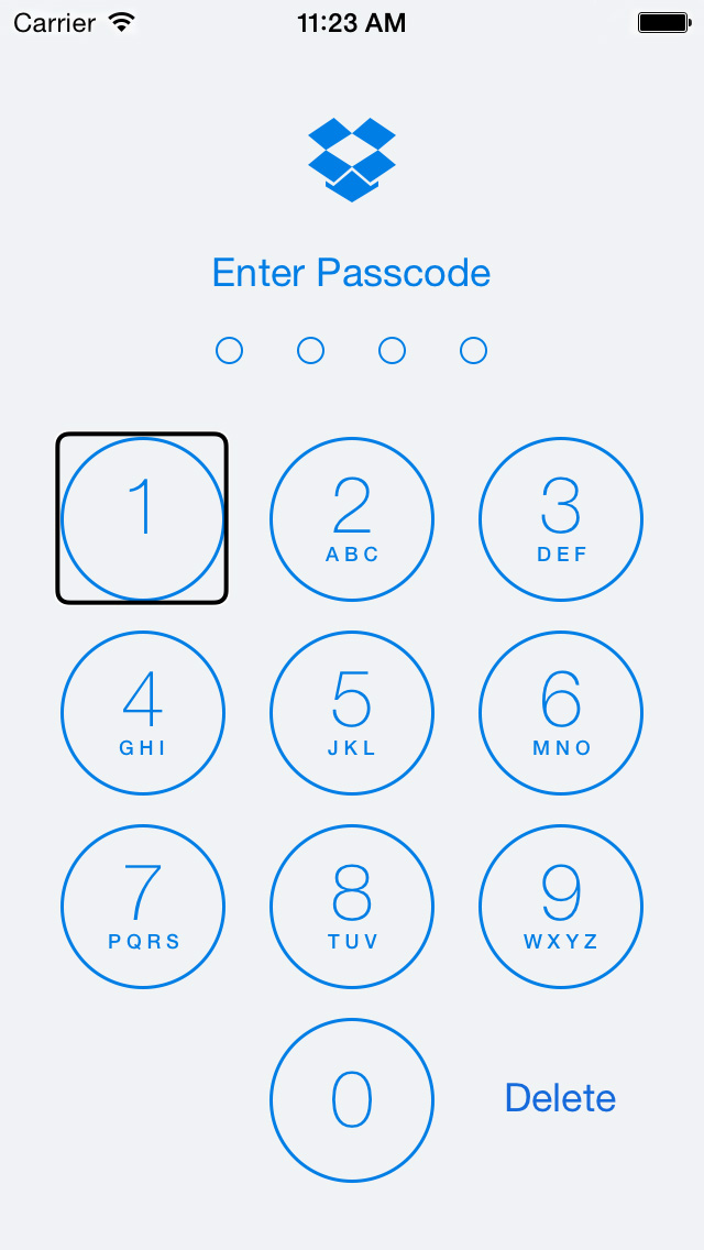 Dropbox for iOS (VoiceOver passcode)