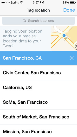 Twitter for iOS add locaton