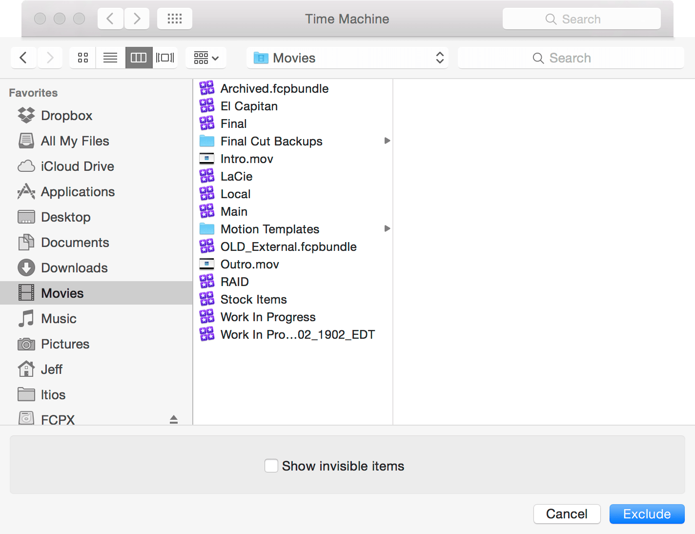 Time Machine Exclude File Picker