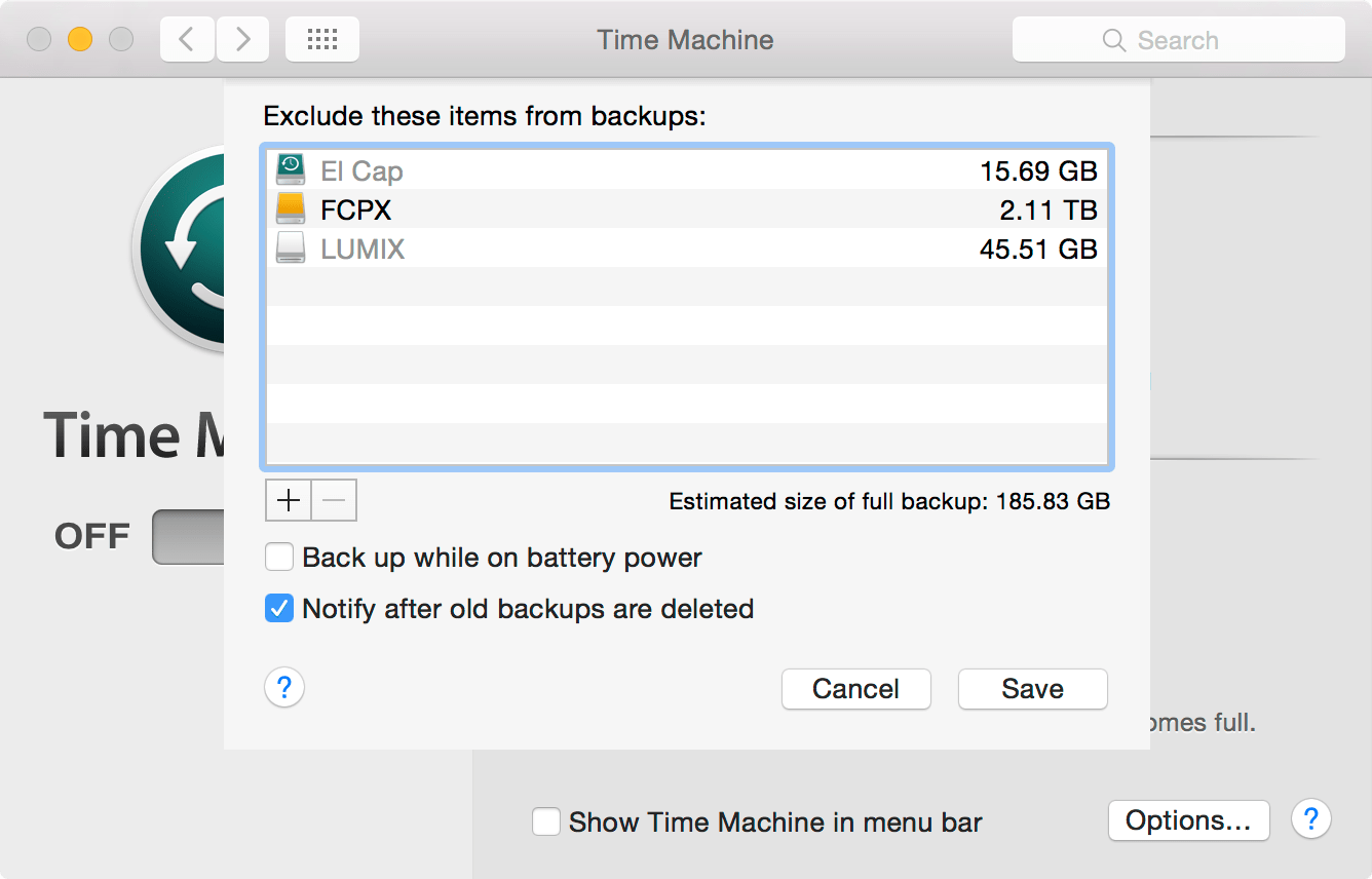 Time Machine Options