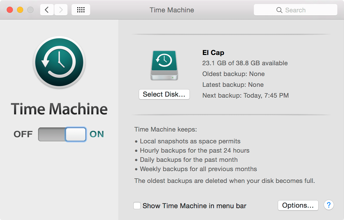 Time Machine Preferences