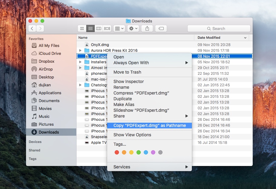 How to copy file or folder path name in Finder on Mac
