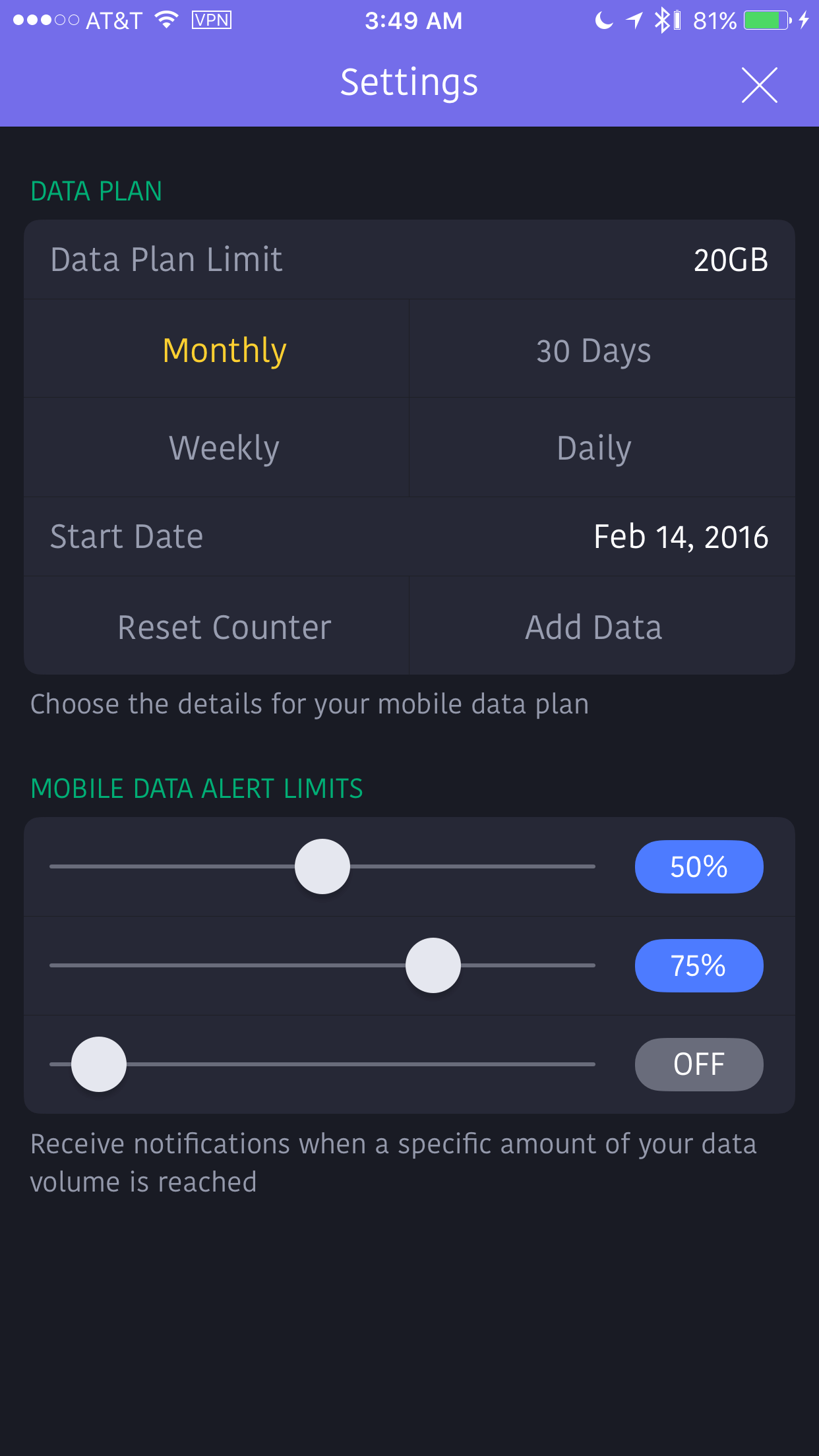 ministats app preferences