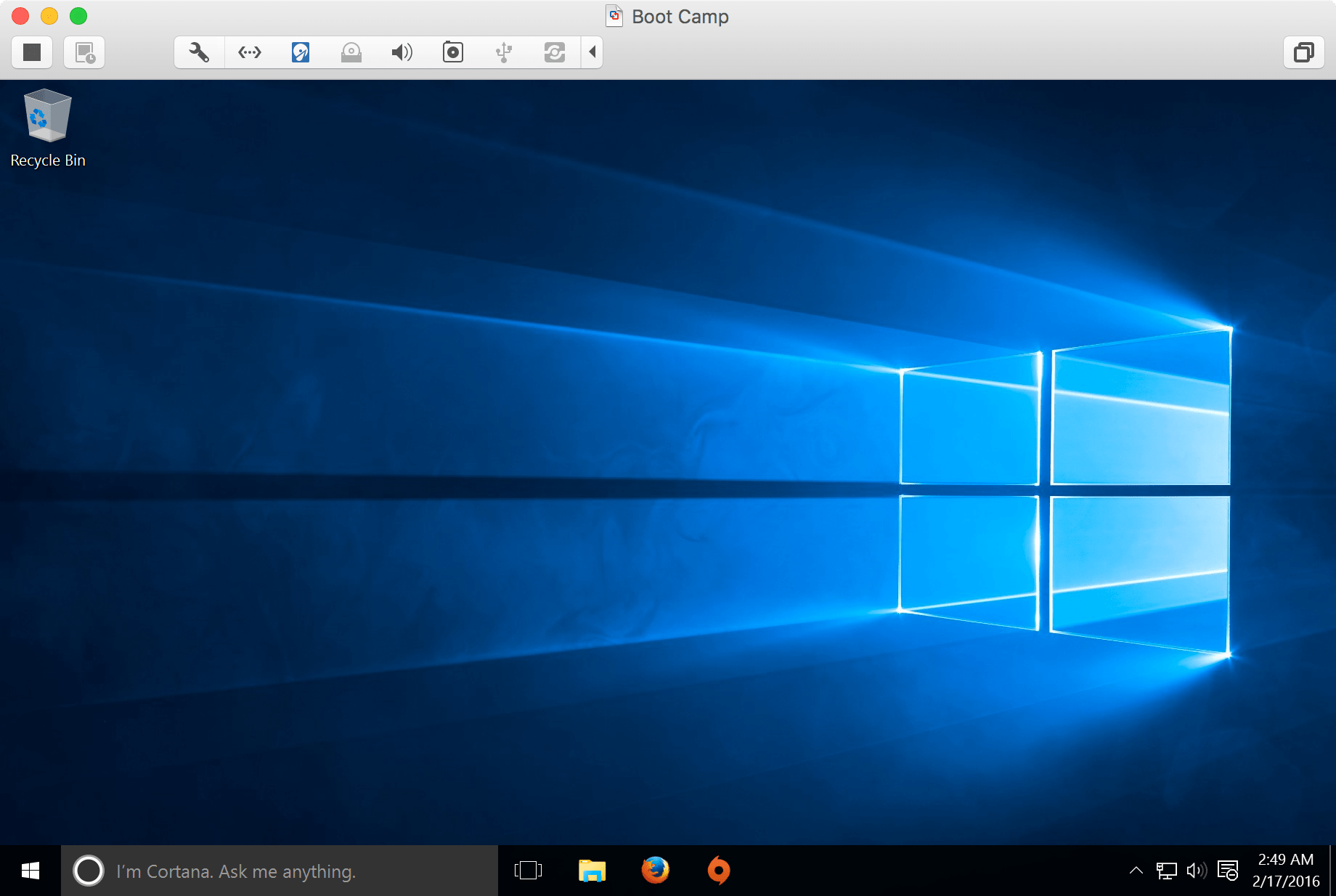 VMware Fusion Windows 10 User Interface