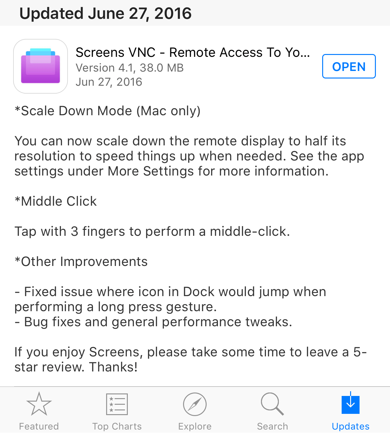 App Store Change Log Good Example 2