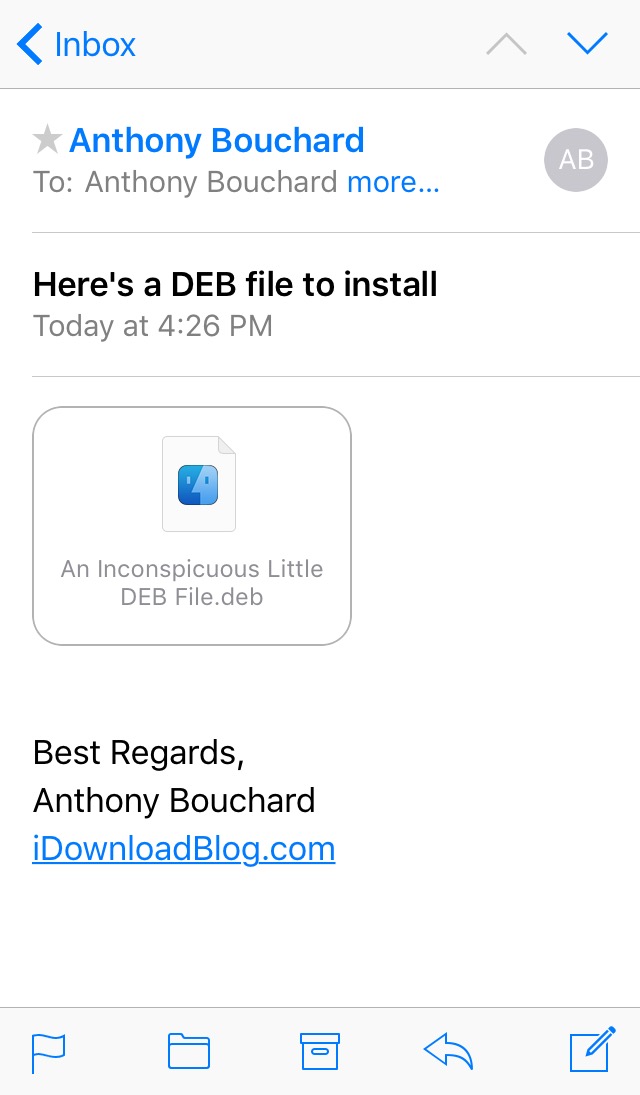 Deb File In iOS Email