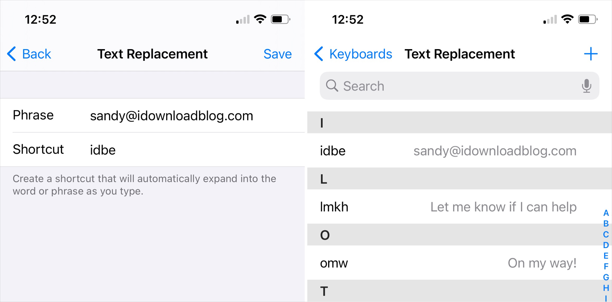 How to use text replacement shortcuts on iPhone and Mac