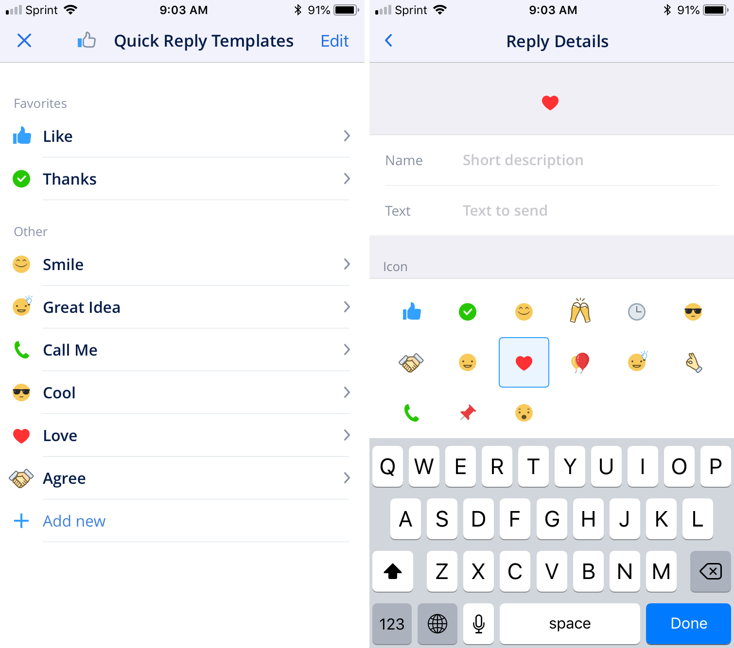 Spark email features - quick reply settings