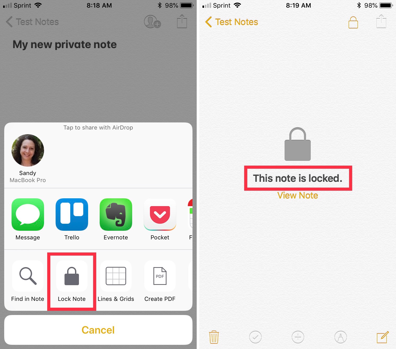 How to set up and use a password for the Notes app