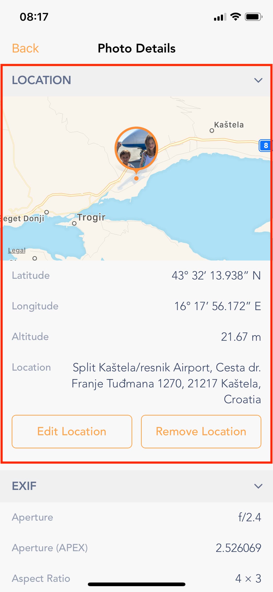 How to view the GPS coordinates for photos on iPhone