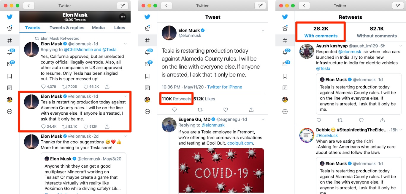 Retweets with comments how to view quote tweets in Twitter for iPhone