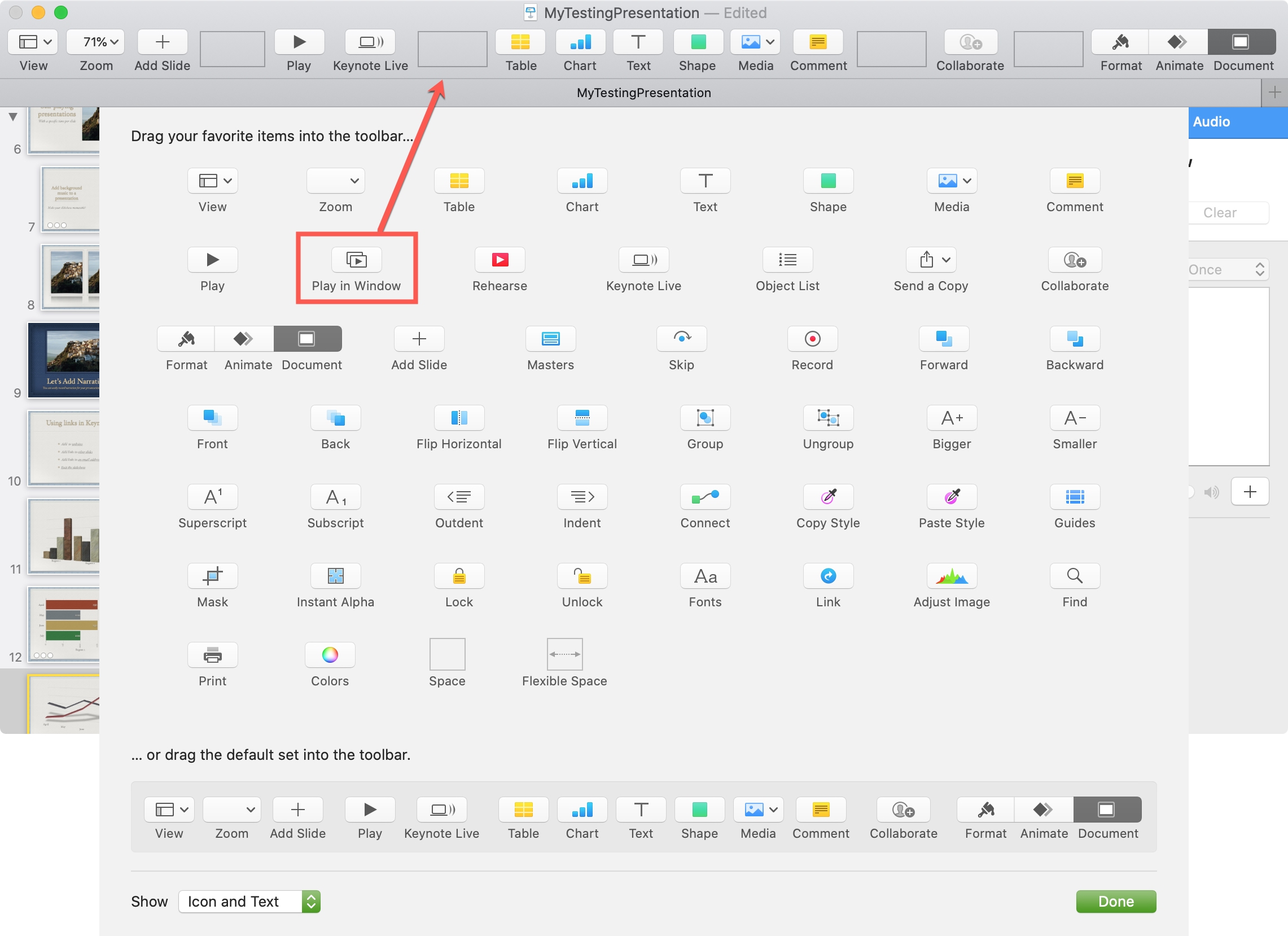 How to use the Play Slideshow in Window feature in Keynote