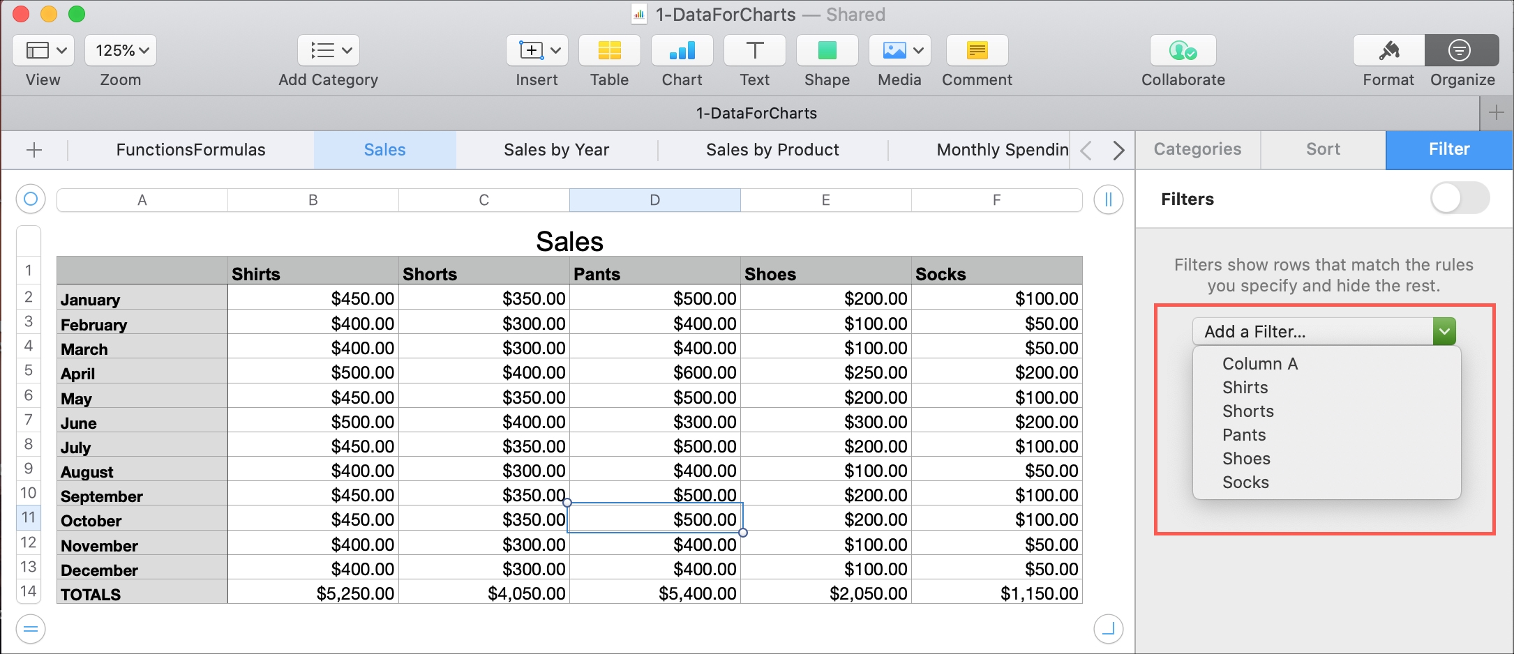 How to filter your data in Apple Numbers on Mac