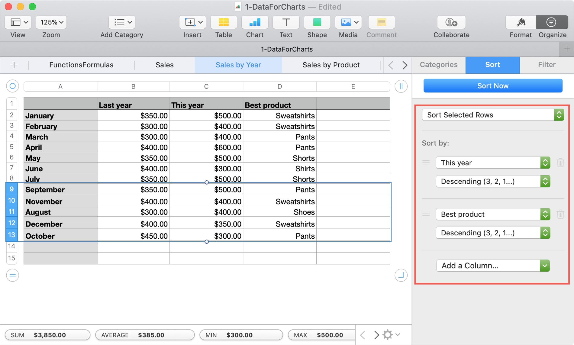 How to sort your data in Apple Numbers on Mac