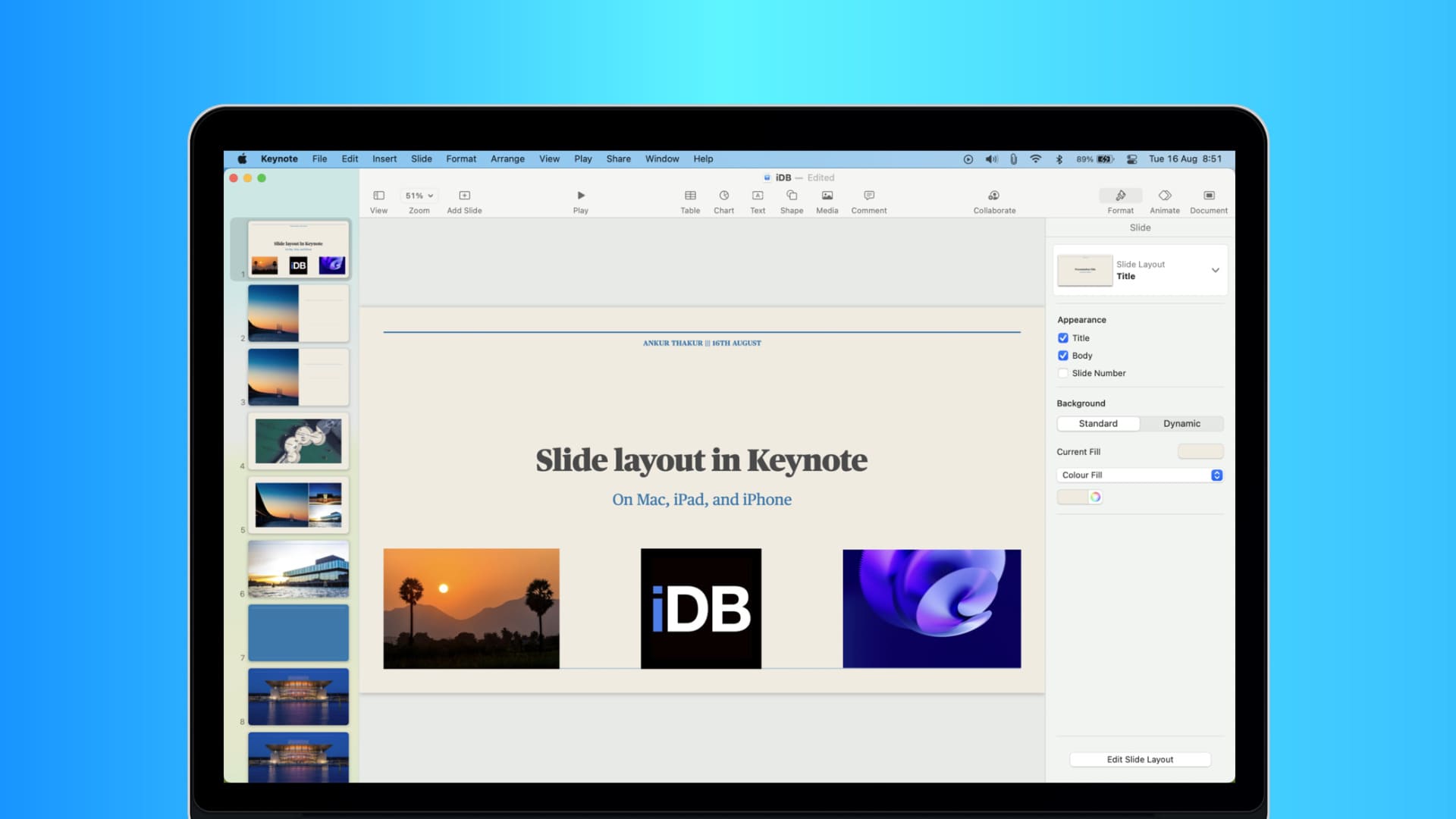 How to change the slide layout in Keynote on Mac and iOS