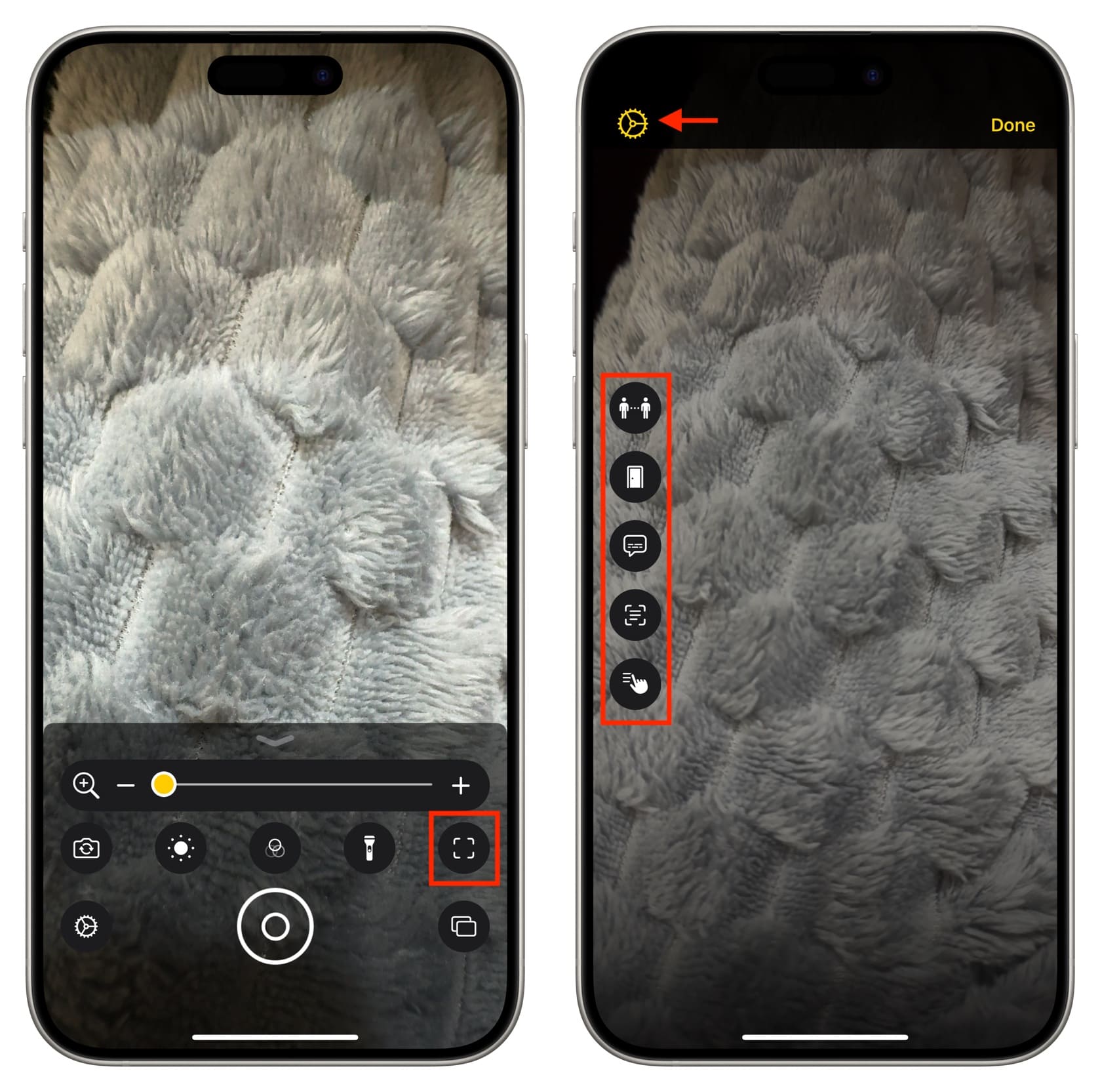 How to use detection mode in the Magnifier app on iPhone