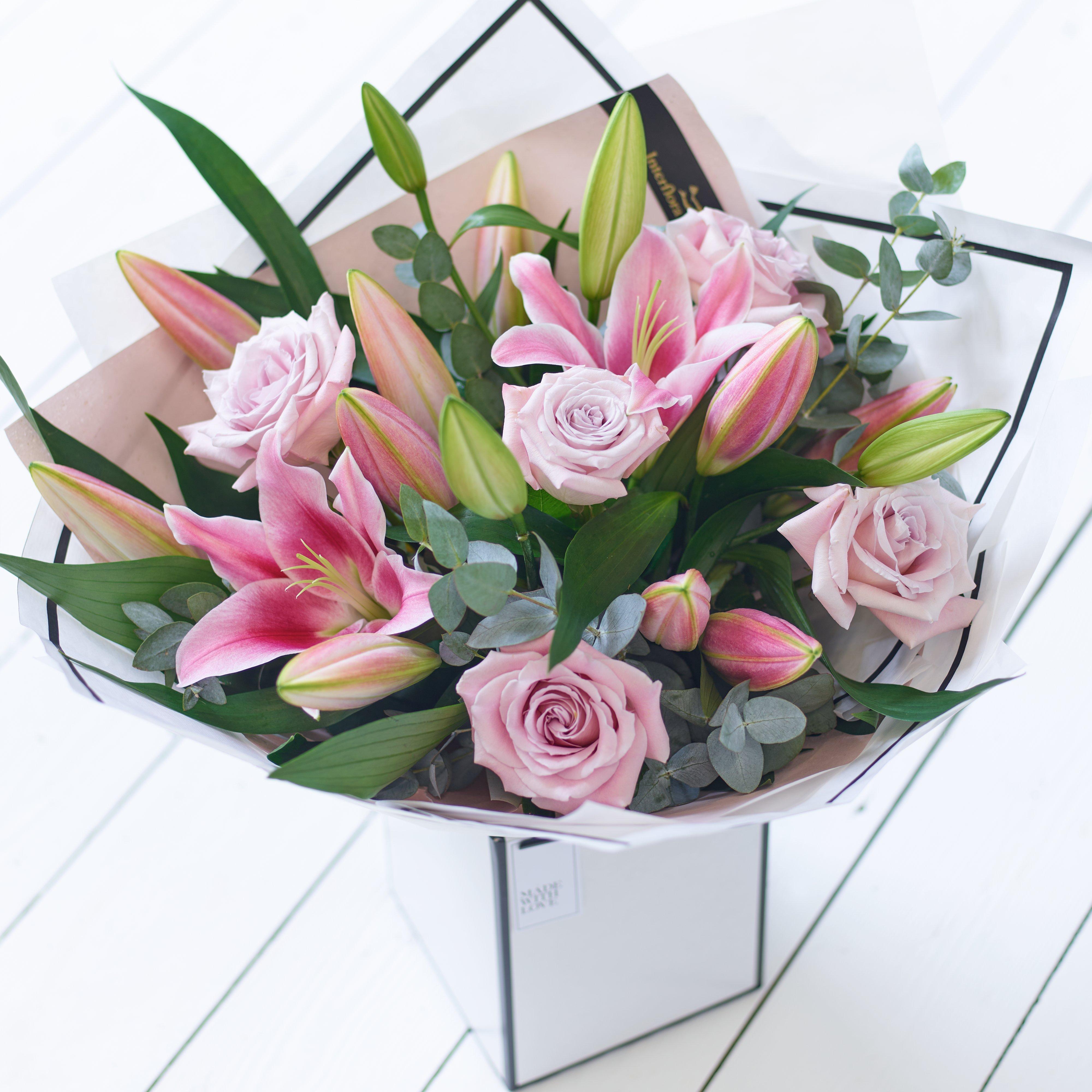 Pink Rose & Lily Bouquet Beautifully Simple Interflora