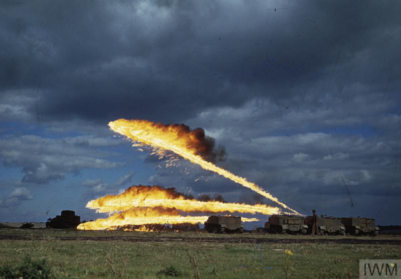 FLAMETHROWERS IN ACTION, AUGUST 1944 Imperial War Museums