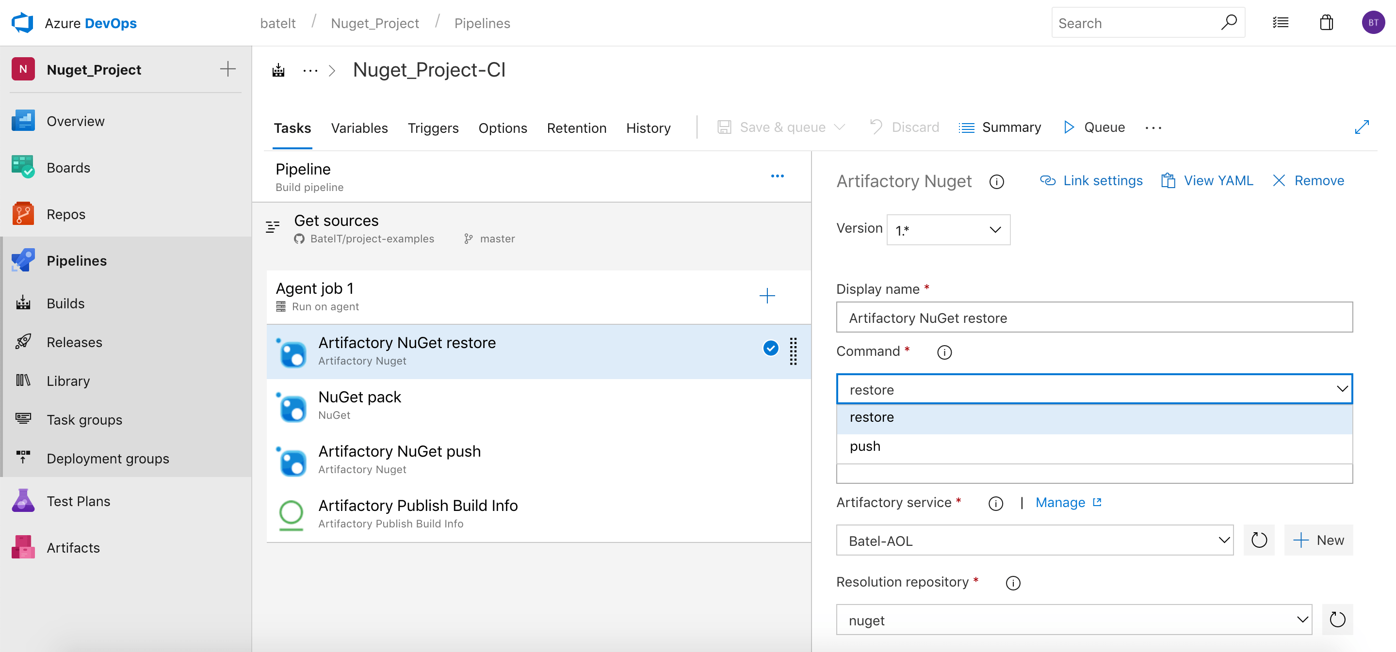 NuGet Package Management in Azure DevOps Build Pipelines JFrog