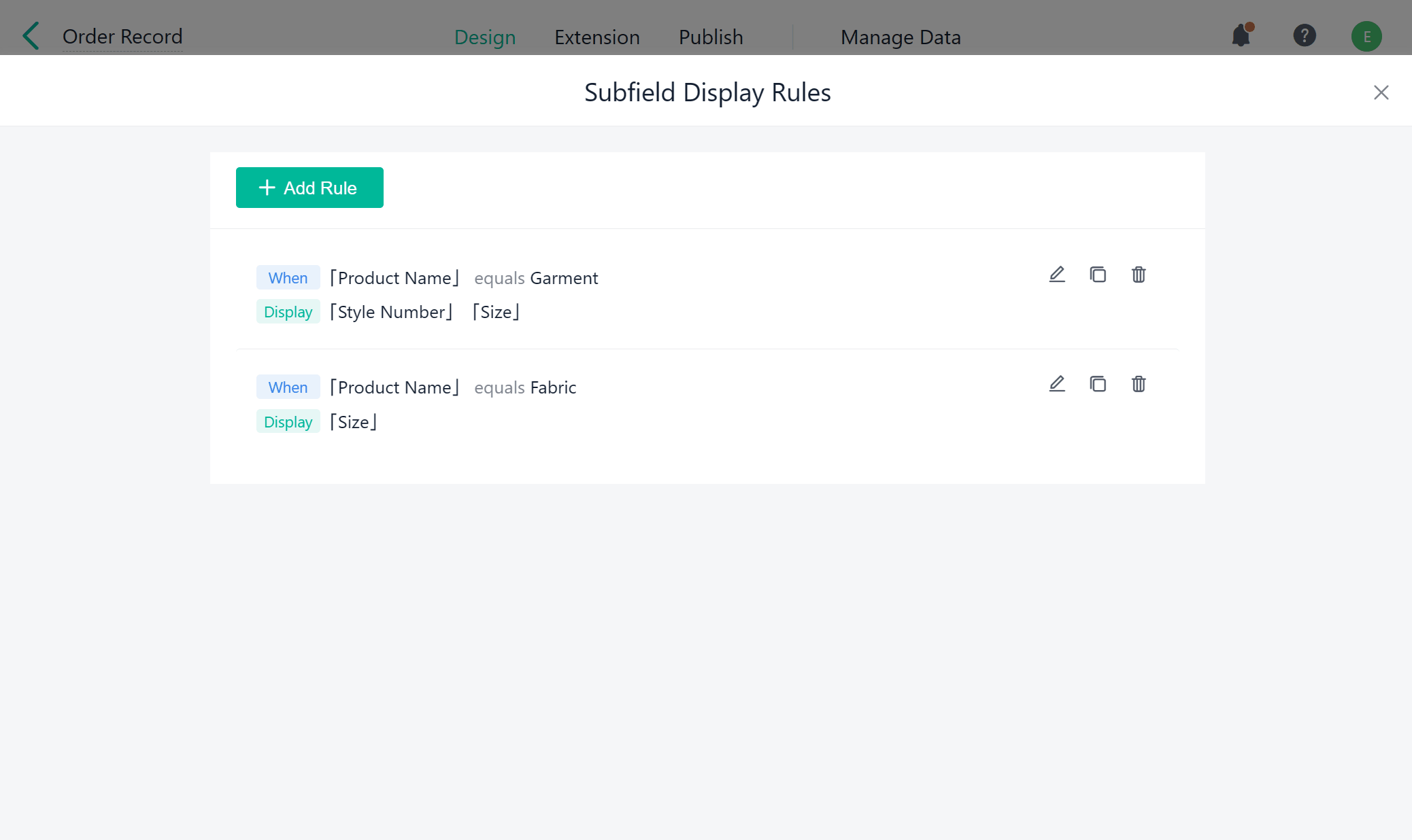 SubForm Display Rules Jodoo Documents