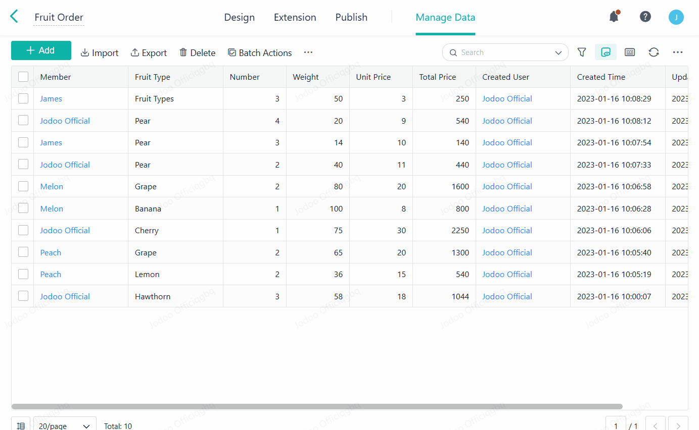 Sorting to View Records Jodoo Documents
