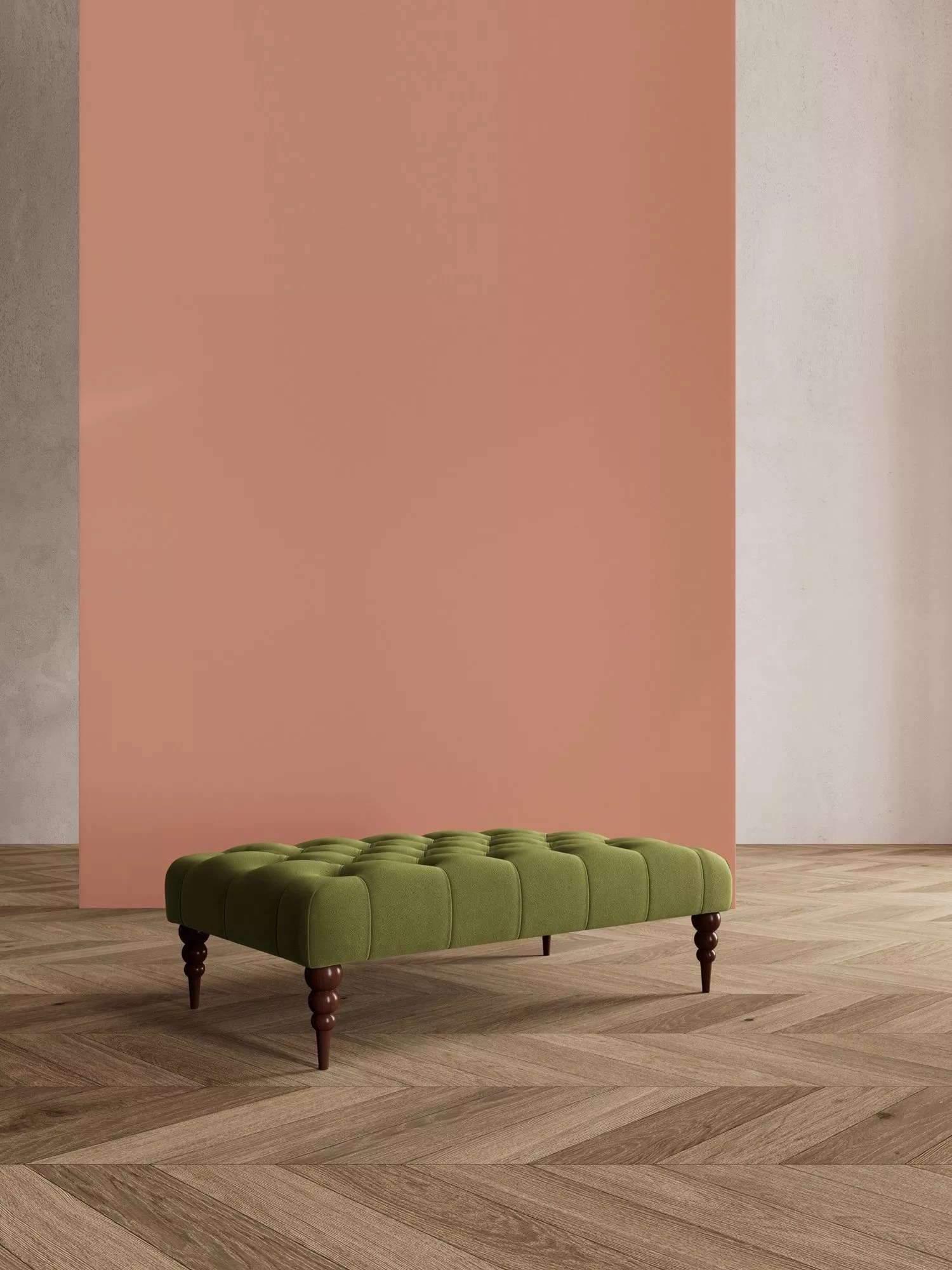 Swoon Plymouth Footstool, Easy Velvet Fern