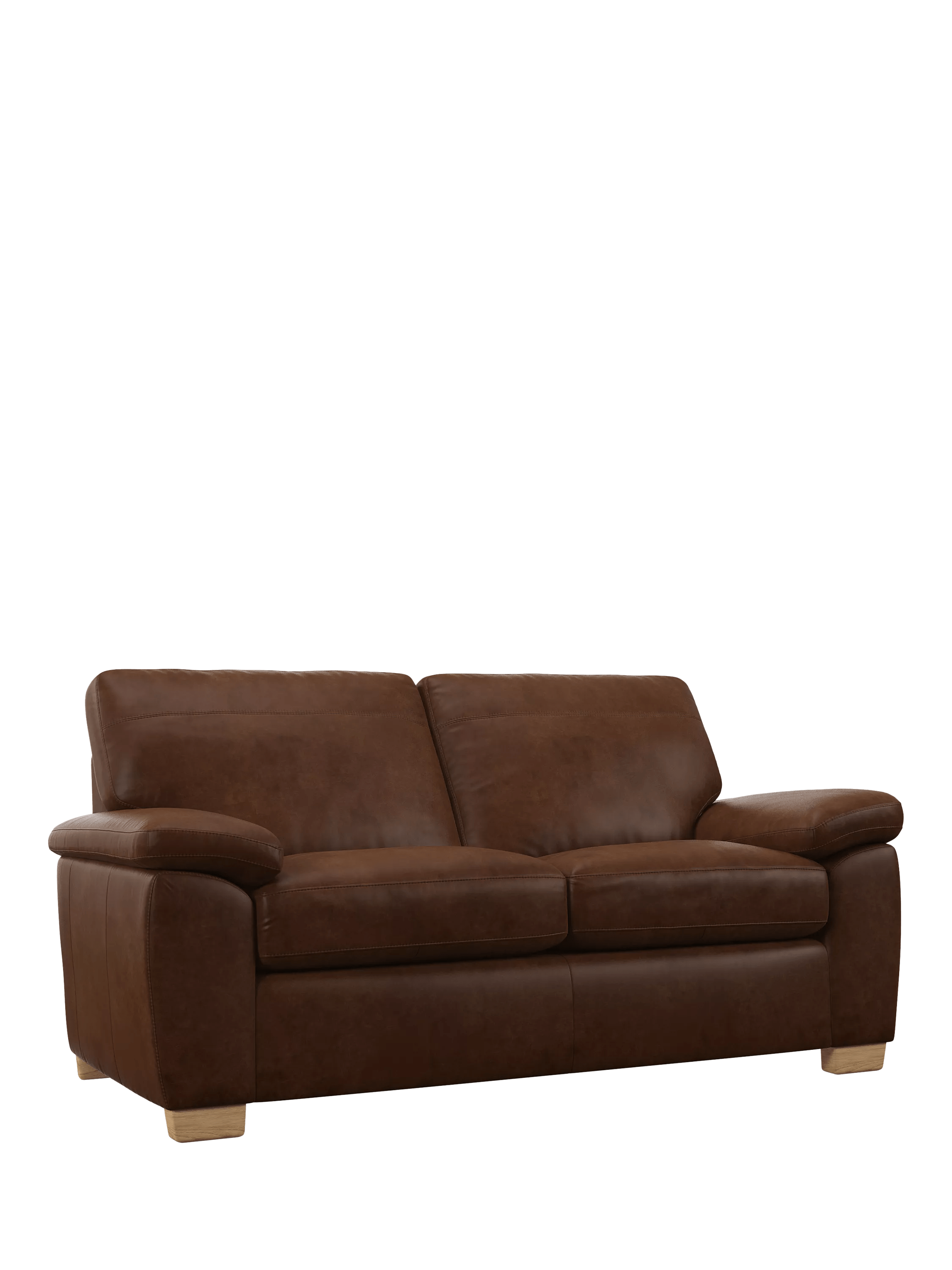 John Lewis Camden Medium 2 Seater Leather Sofa, Light Leg, Premium Cocoa