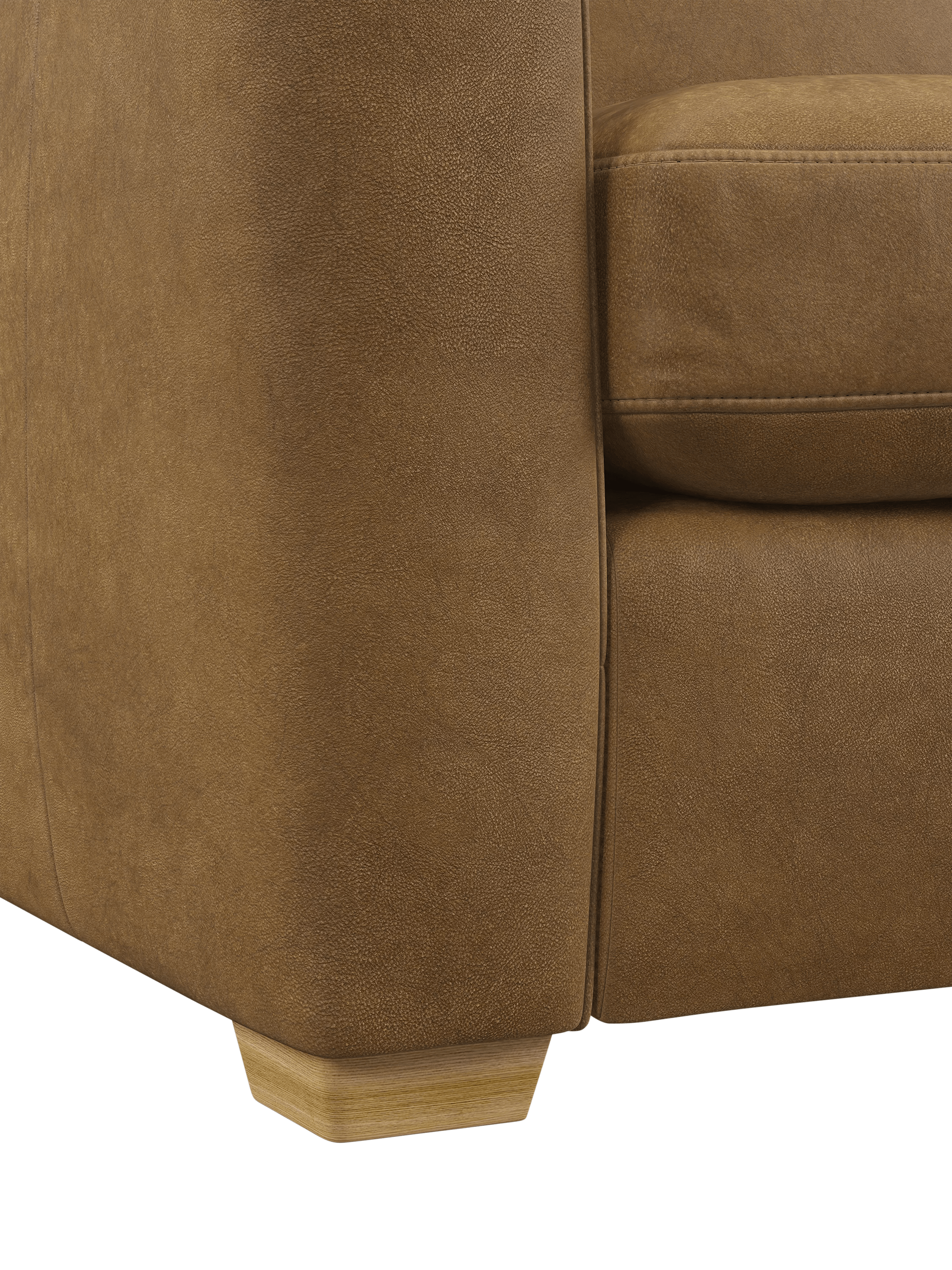 John Lewis Oliver Small 2 Seater Leather Sofa, Light Leg, Demetra Light Tan