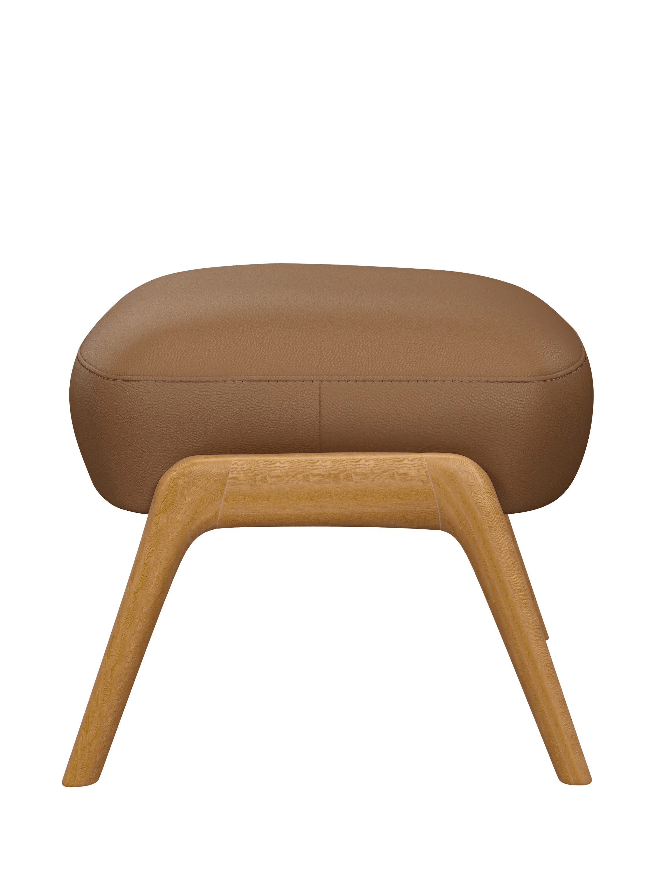 John Lewis Hendricks Leather Footstool, Light Leg, Matt Tan