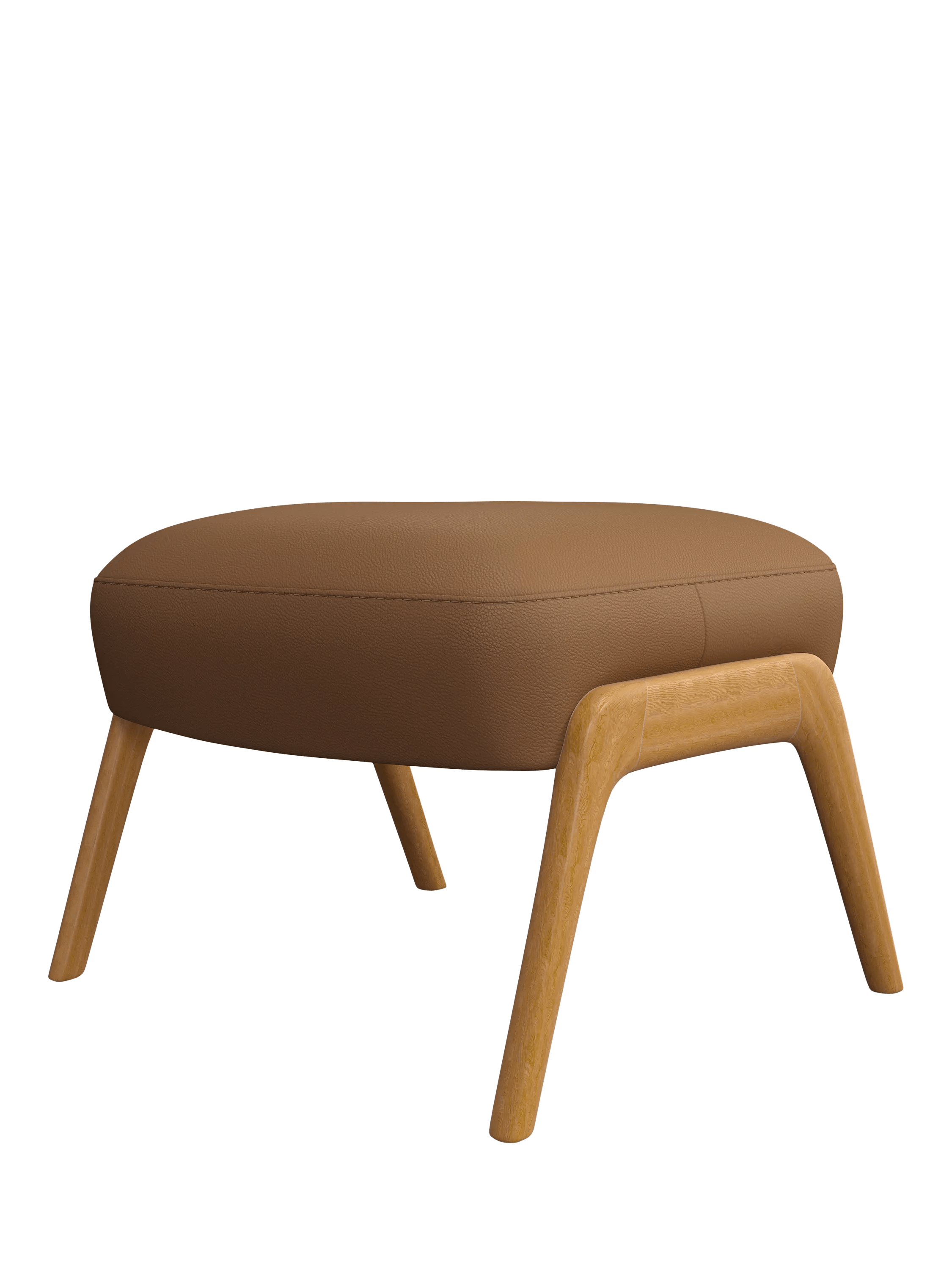 John Lewis Hendricks Leather Footstool, Light Leg, Matt Tan