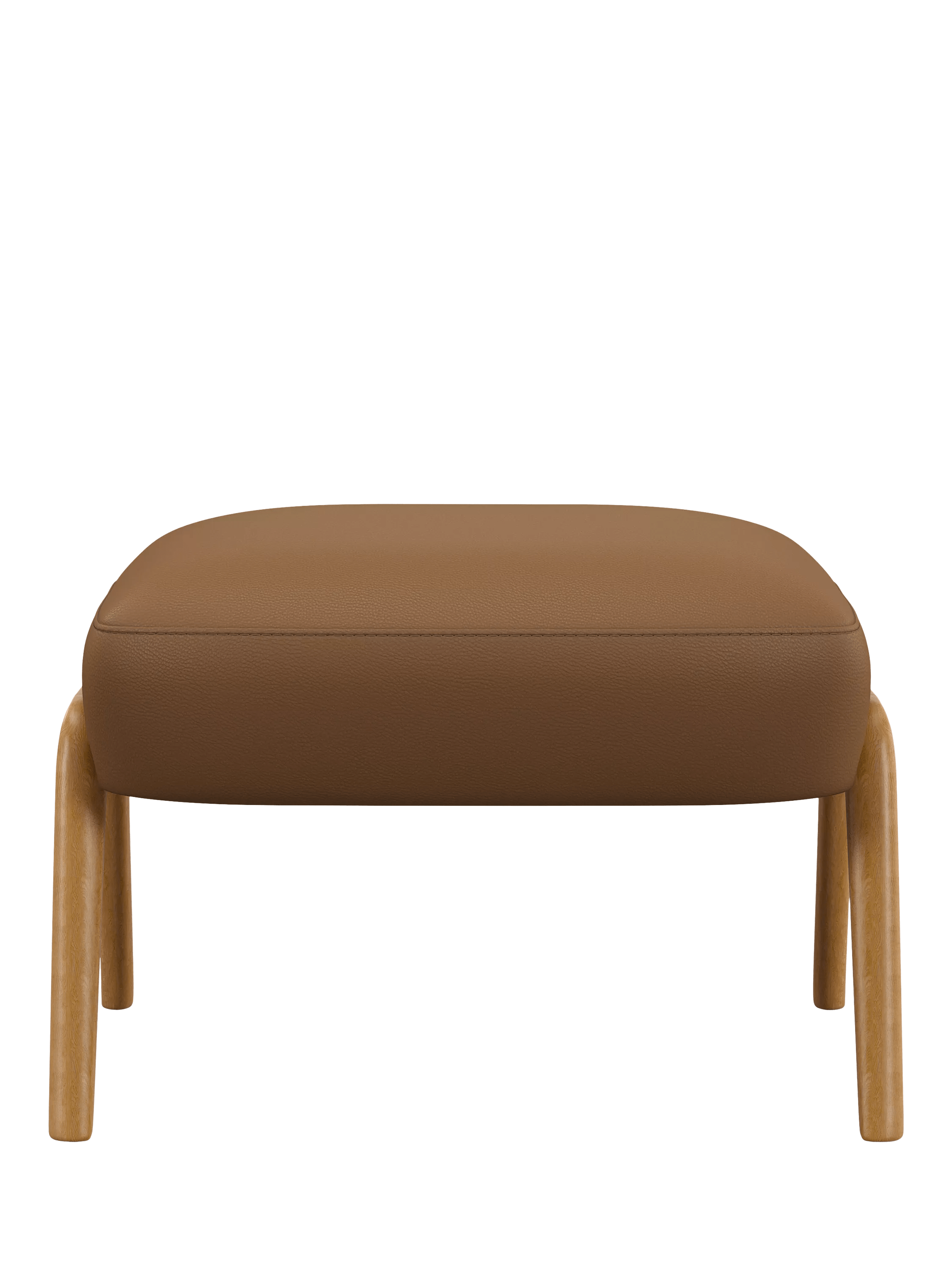 John Lewis Hendricks Leather Footstool, Light Leg, Matt Tan