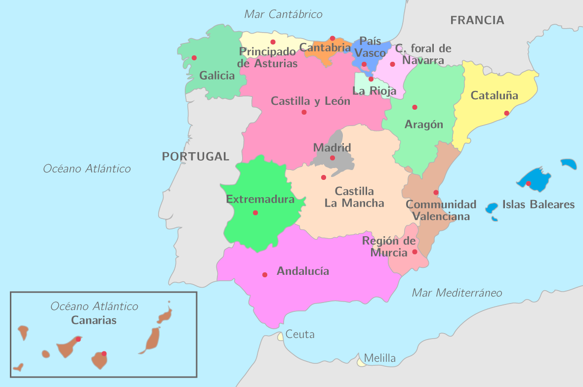 Carte Espagne Communauté L'Espagne TES Cours Espagnol Kartable