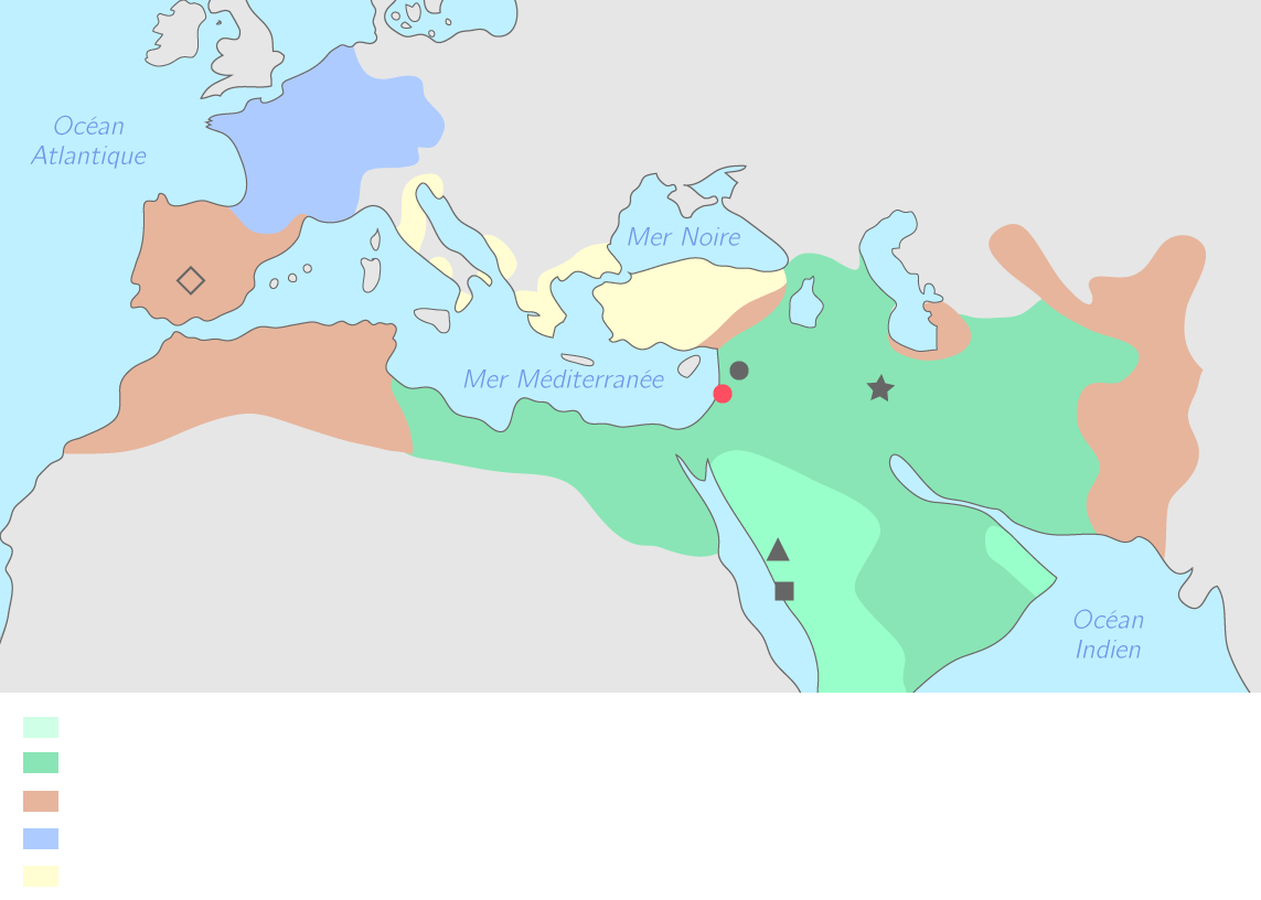 Pain Points De La Carte Vierge Monde Musulman carte vierge expansion de l'islam