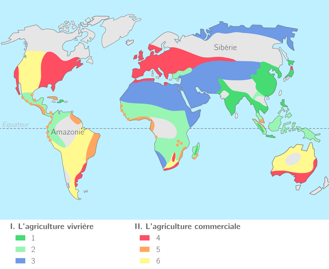 Les Défis De La Carte De L'agriculture Dans Le Monde Kartable 6ème Géographie Spécifique Exercices fondamentaux