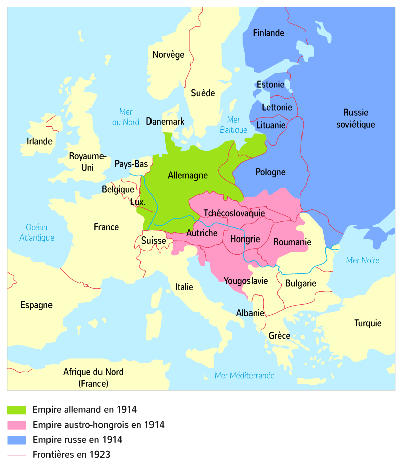 La Carte De L Europe Au Lendemain Des Traités Carte Europe Carte De Leurope Apres Les Traites De Paix