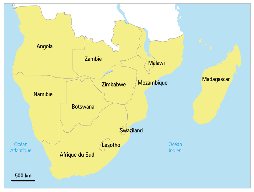 Les Points Douloureux De La Carte D'afrique Australe Carte Afrique Australe twilron