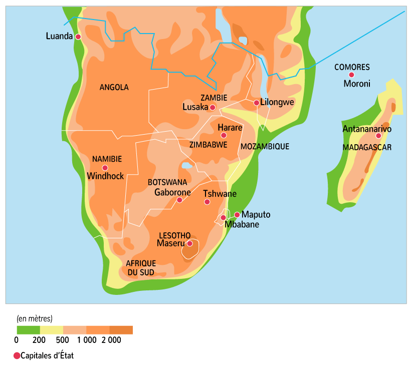 Les Points Douloureux De La Carte D'afrique Australe Les milieux d'Afrique australe valoriser et ménager 2nde Cours