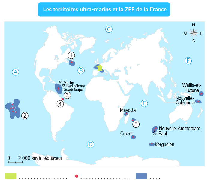 Compléter un planisphère pour localiser les territoires ultramarins