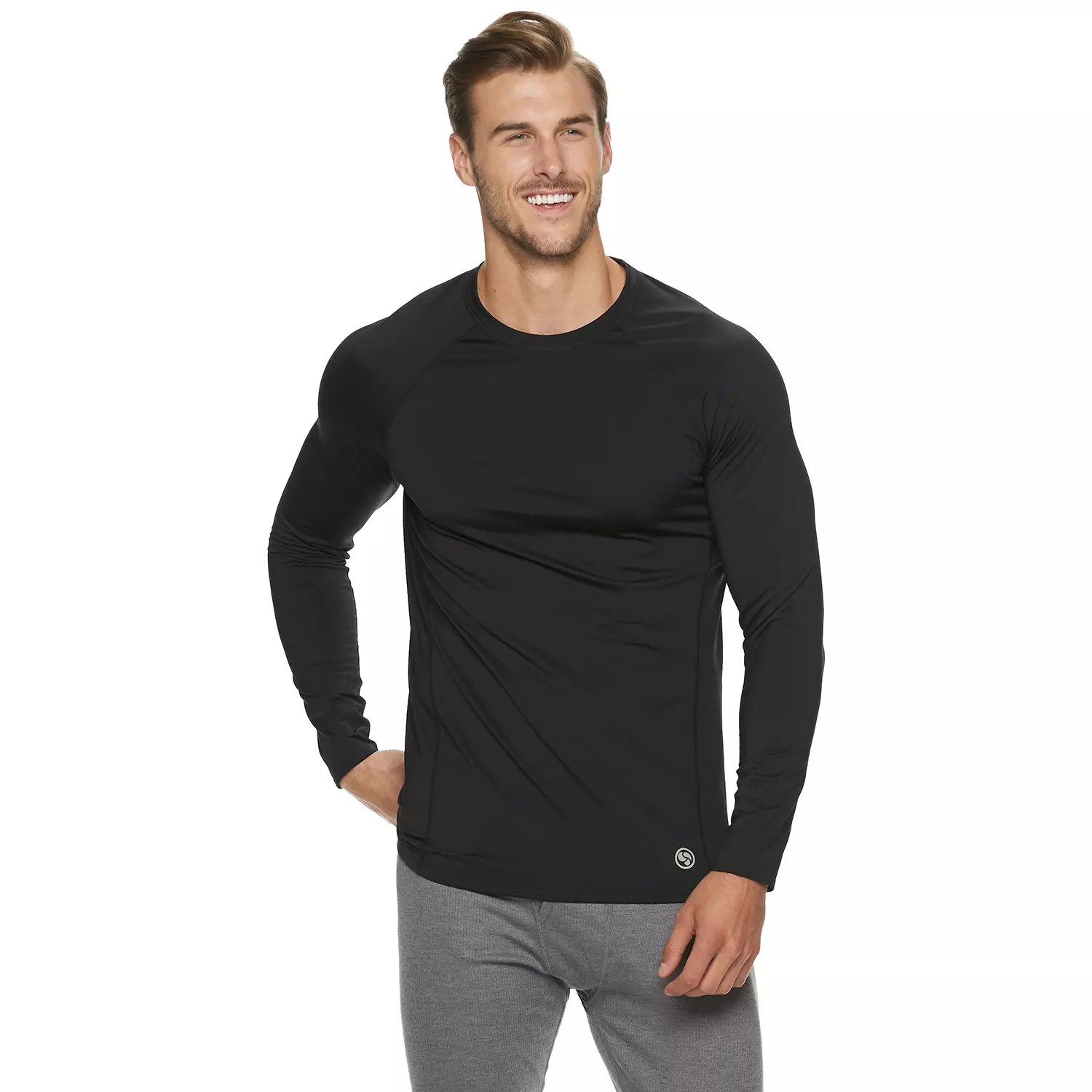 Mens Sonoma Performance Thermal Dark Grey Flex long sleeve shirt NEW