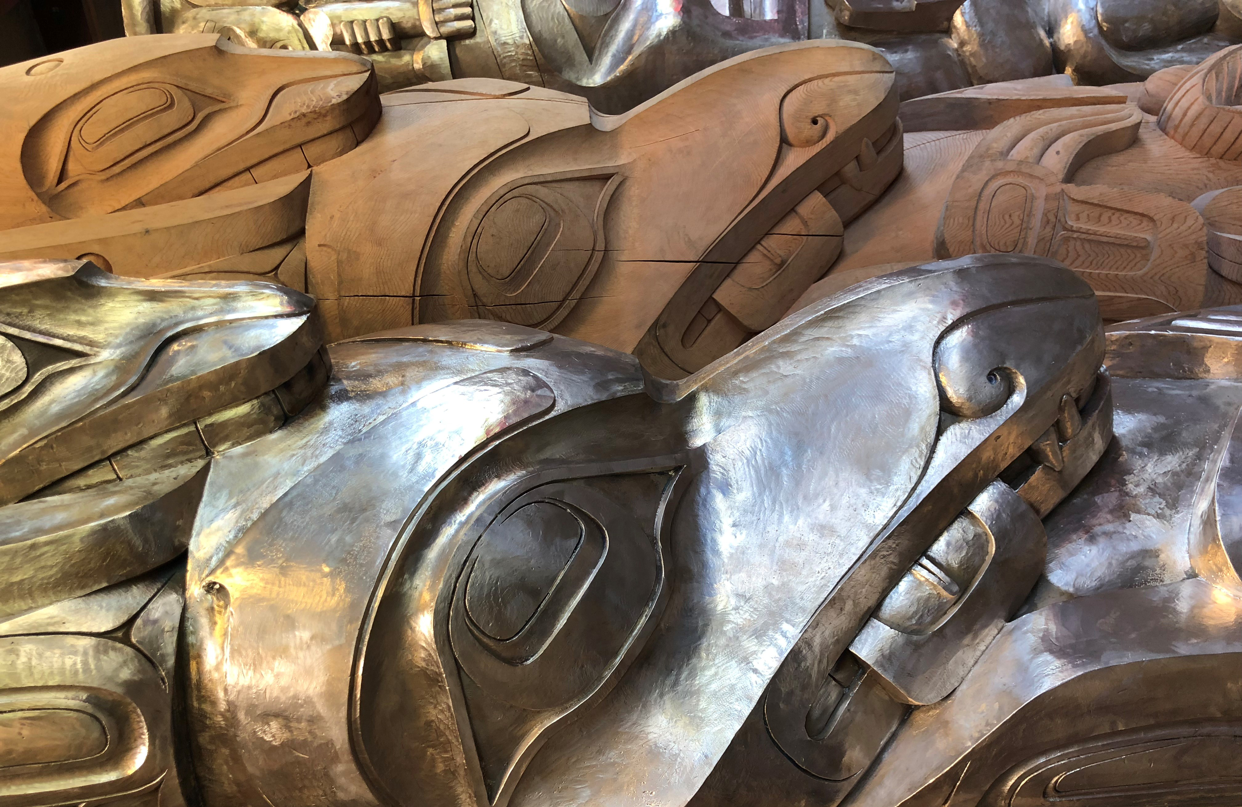 Bronze puts contemporary spin on traditionally carved Native house posts